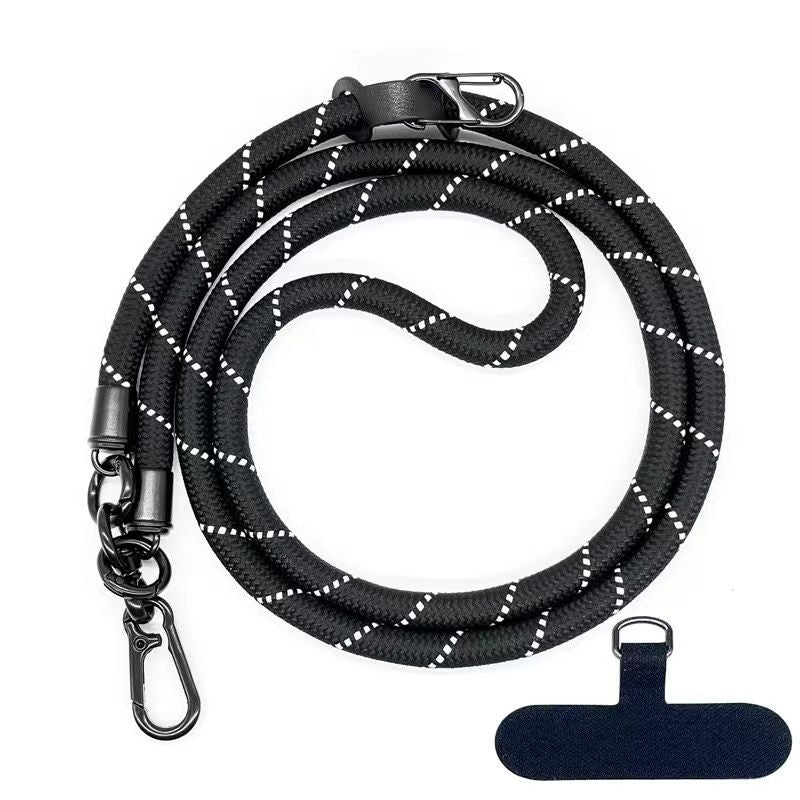 Mobile Phone Lanyards, Universal Adjustable Detachable Nylon Crossbody Lanyards, black and white twill