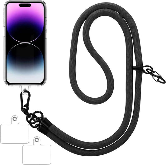 Mobile Phone Lanyards, Universal Adjustable Detachable Nylon Crossbody Lanyards, Necklace Lanyards And Wristbands For All Smartphones Mobile Phone Patch, black