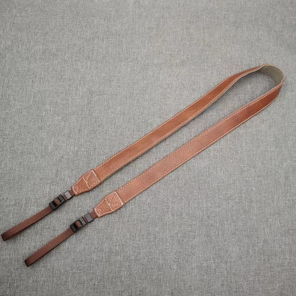 Vintage-Style Faux Leather Camera Strap for Mirrorless Cameras - Crossbody Shoulder Sling, brown