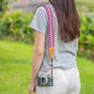 Rose cotton and faux leather camera strap - stylish adjustable shoulder sling for SLR cameras