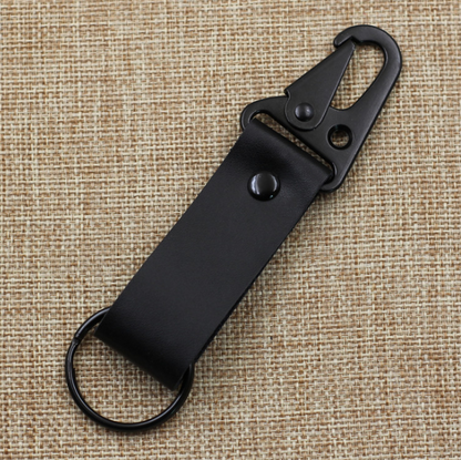 Genuine Leather Car Keychain Handmade Keeper Organizer Accessories Gift for Women & Men Durable EDC Clip Fob Keychain Keyrings, black