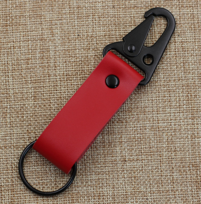 Genuine Leather Car Keychain Handmade Keeper Organizer Accessories Gift for Women & Men Durable EDC Clip Fob Keychain Keyrings, red