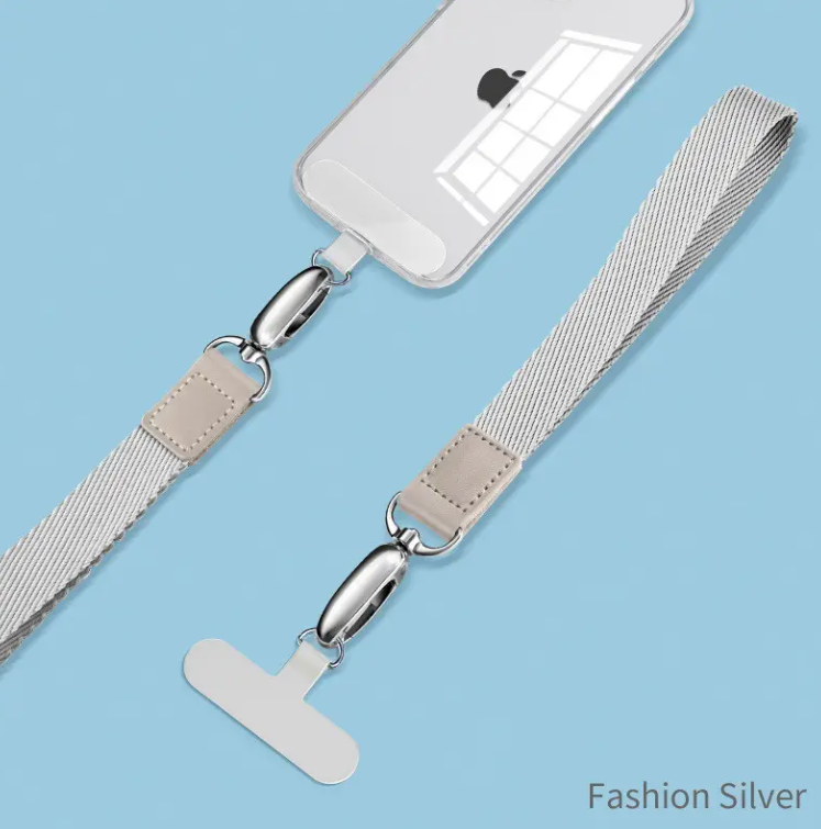 Gray universal nylon mobile phone lanyard - stylish and practical wristlet keychain