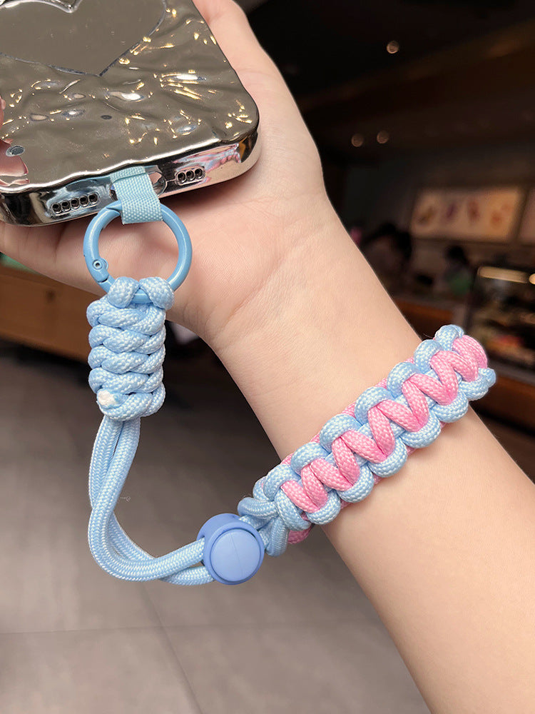 Adjustable Braided Paracord Lanyard and Wrist Strap Set, Polyester Fiber, Fashion Sports Style, Anti-Loss Phone Tether for Outdoor Activities, light blue