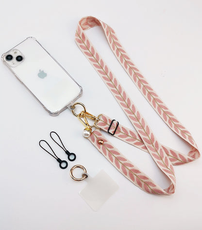 Phone Lanyard, Universal Crossbody Patch Phone Lanyards, pink