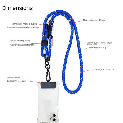 Blue universal phone case lanyard - crossbody patch shoulder strap for mobile phones"
