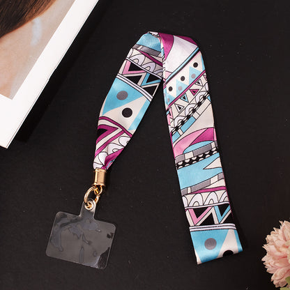 Multi Function Mobile Phone Straps Rope Ice Silk Color Lanyards Neck Straps Lanyard For Keys Badge ID Card DIY Phone Straps, blue