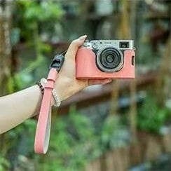 Camera Strap for SLR and Mirrorless Cameras - Adjustable Denim Wrist Accessory, Newest Durable Fabric Material for Photography Gear, Easy-to-Wear, pink