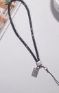 Short Gray rhinestone mobile phone lanyard with diamond details