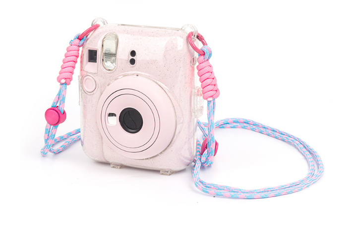 Pink and blue camera lanyard - trendy adjustable neck strap for various cameras