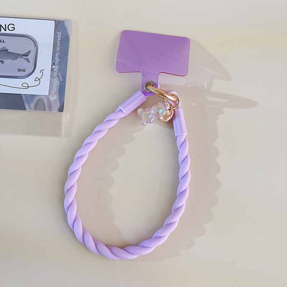 Luminous Bear Mobile Phone Silicone Lanyard Round Soft Ring Accessories Silicone Wrist Mobile Phone Anti-loss Lanyard (S01026)