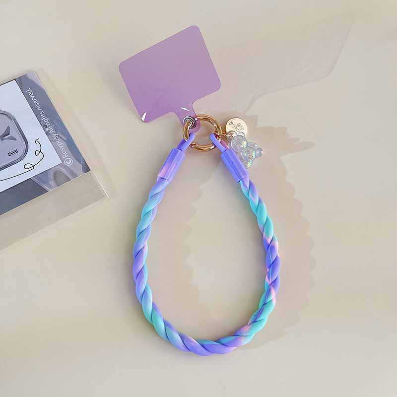 Luminous Bear Mobile Phone Silicone Lanyard Round Soft Ring Accessories Silicone Wrist Mobile Phone Anti-loss Lanyard (S01026)