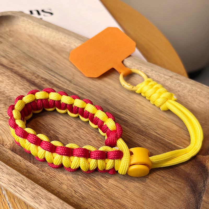 Adjustable Braided Paracord Lanyard and Wrist Strap Set, Polyester Fiber, Fashion Sports Style, Anti-Loss Phone Tether for Outdoor Activities, yellow